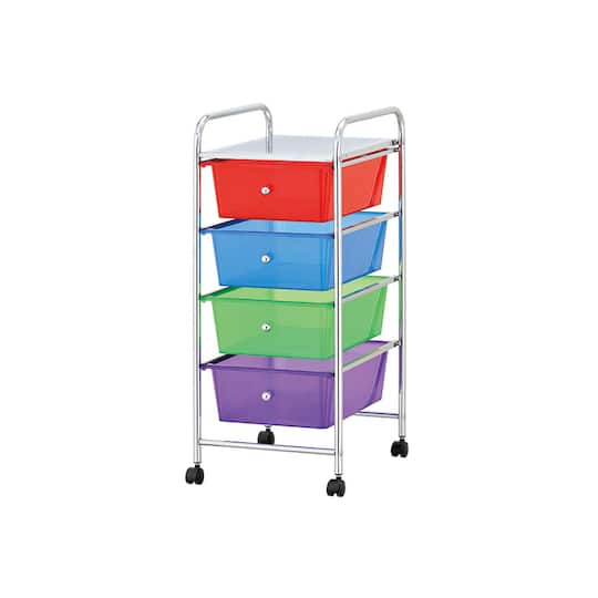 Mind Reader 30.2&#x22; Multicolor 4-Drawer Storage Trolley Rolling Cart